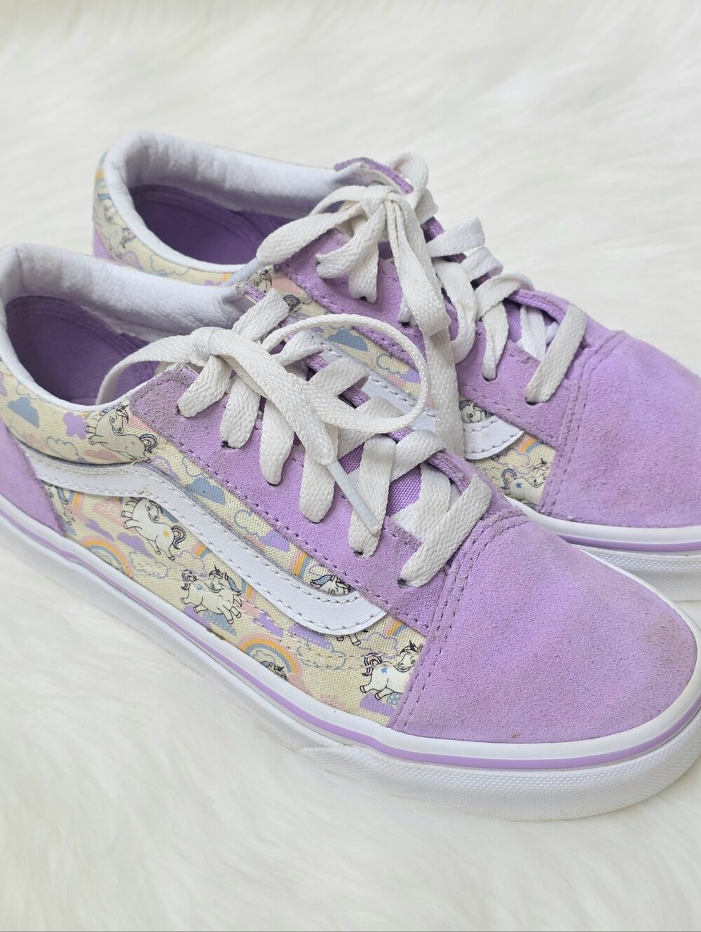 Girls Unicorn Purple Vans, Size 2